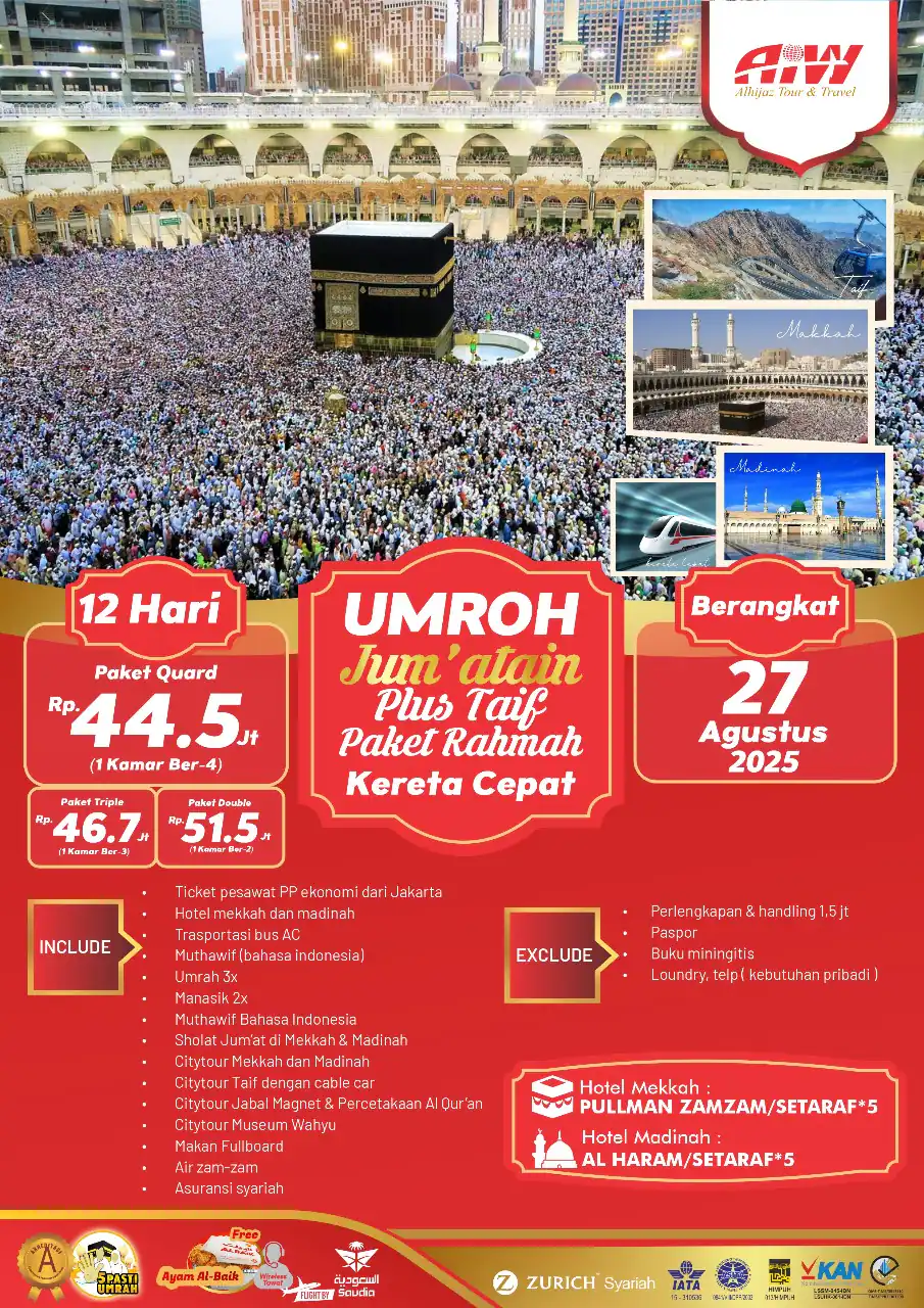 JUM'ATAIN PLUS TAIF PAKET RAHMAH 12HR (KERETA CEPAT)