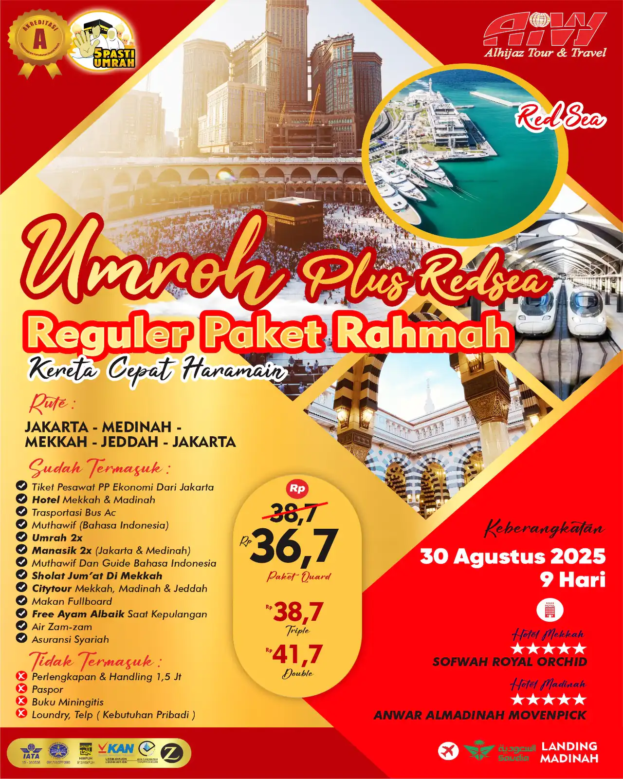 REGULER PLUS REDSEA PAKET RAHMAH 9HR (KERETA CEPAT)