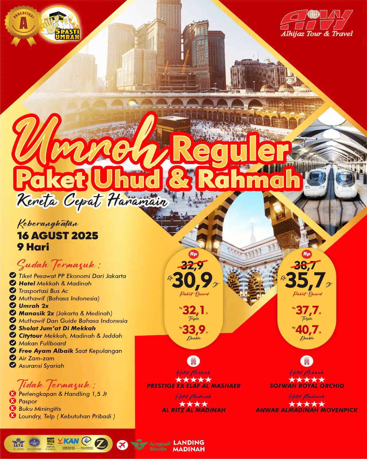 REGULER PAKET RAHMAH MIX UHUD 9HR (KERETA CEPAT)