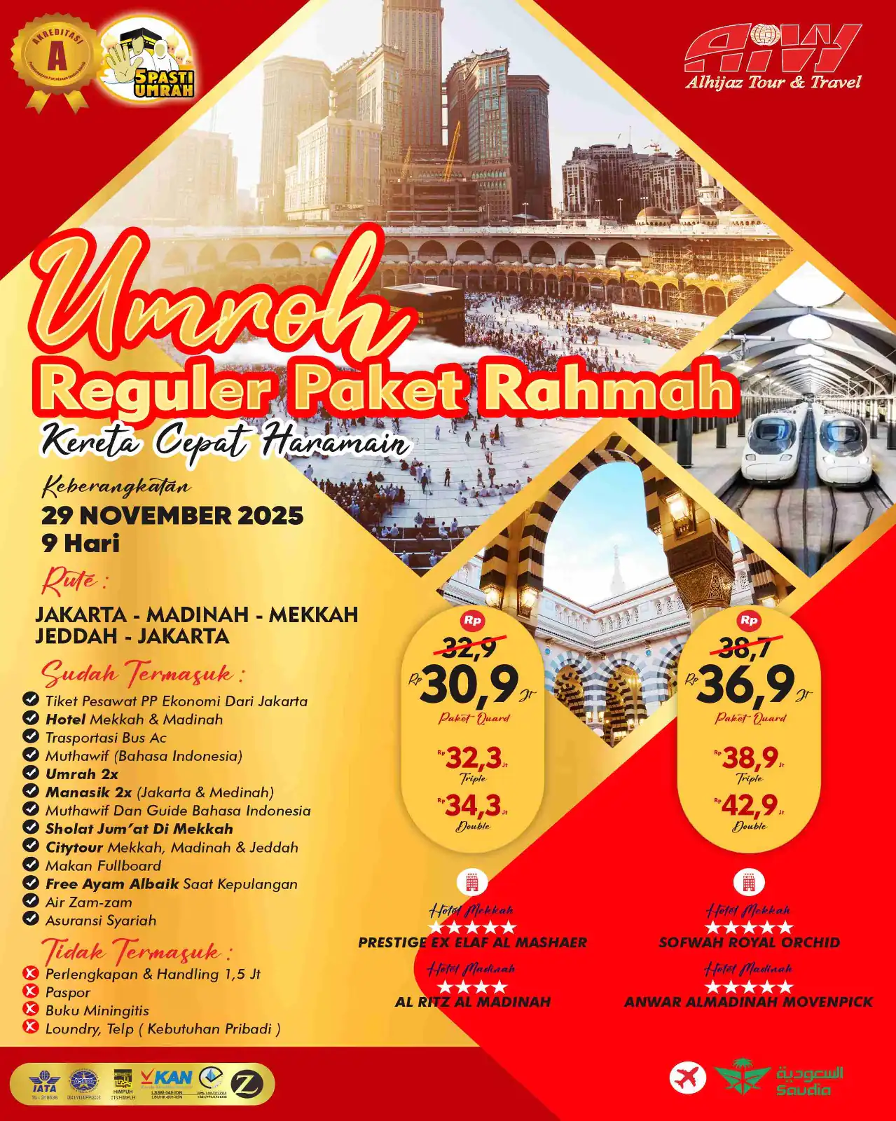 REGULER PLUS REDSEA PAKET RAHMAH MIX UHUD 9HR (KERETA CEPAT)