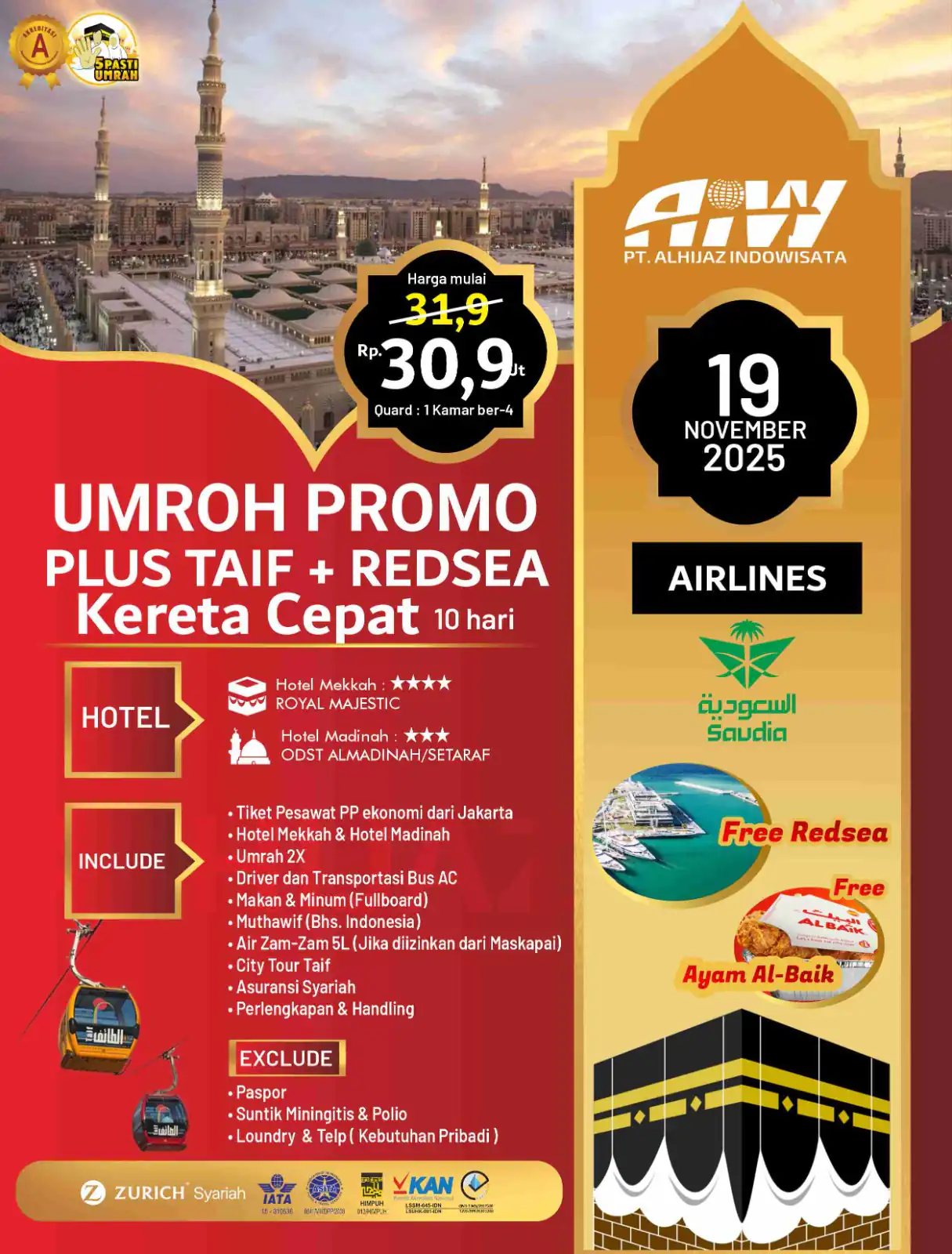 PROMO PLUS TAIF+REDSEA 10HR ( KERETA CEPAT)
