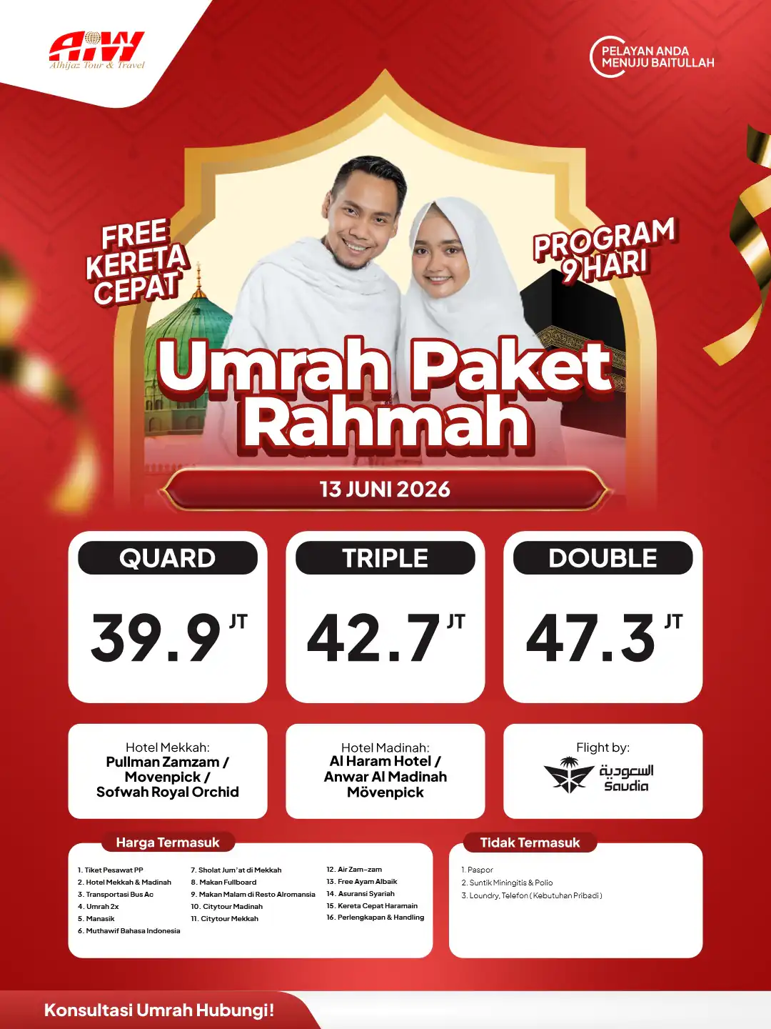 REGULER MIX PAKET RAHMAH & UHUD 9HR (KERETA CEPAT)